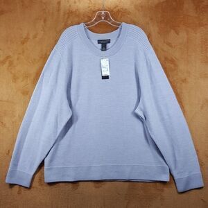 BLOOMINGDALES Sweater Mens XXL Gray Pullover Crew 100% Merino Wool $168